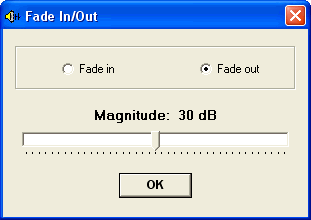 mp3 Editor Fade in or fade out dialog